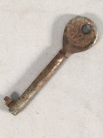 Japanese Metal Key Vtg Iron Lky Round C1930 Brown Silver JK16