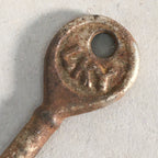 Japanese Metal Key Vtg Iron Lky Round C1930 Brown Silver JK16