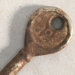 Japanese Metal Key Vtg Iron Lky Round C1930 Brown Silver JK16