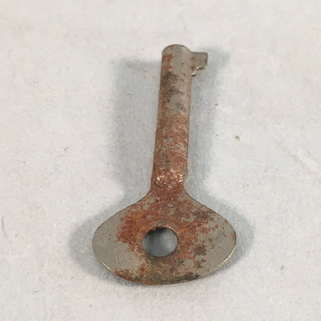 Japanese Metal Key Vtg Iron Oval C1930 Brown Silver JK18