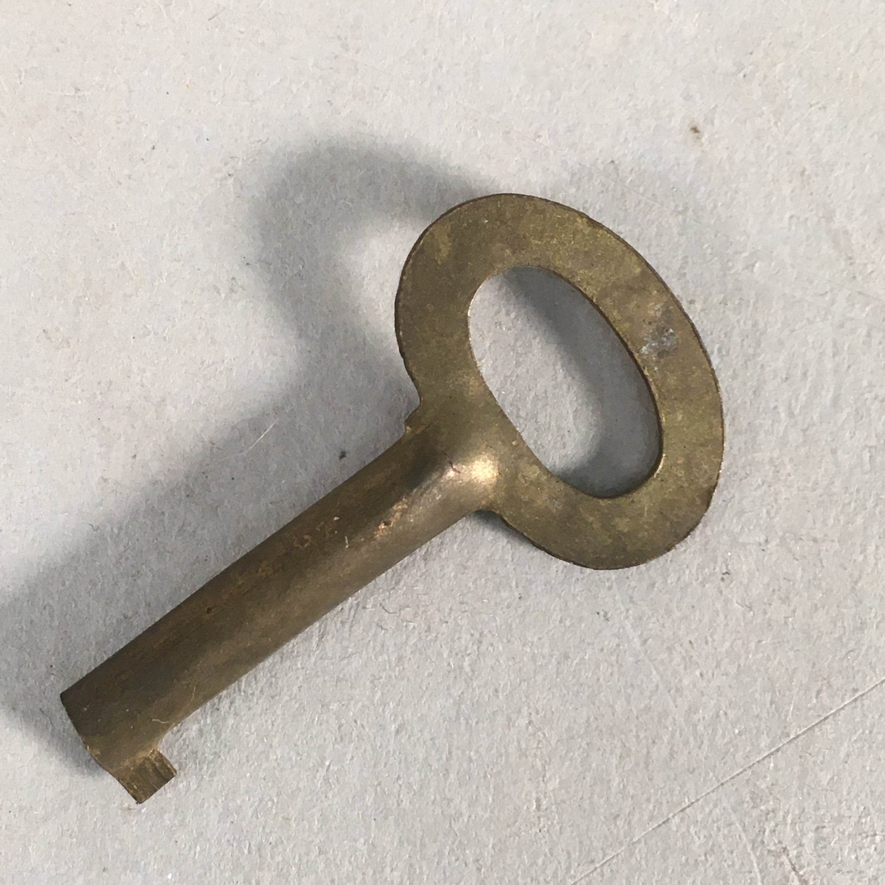 Japanese Metal Key Vtg Oval C1930 Brown Gold JK25