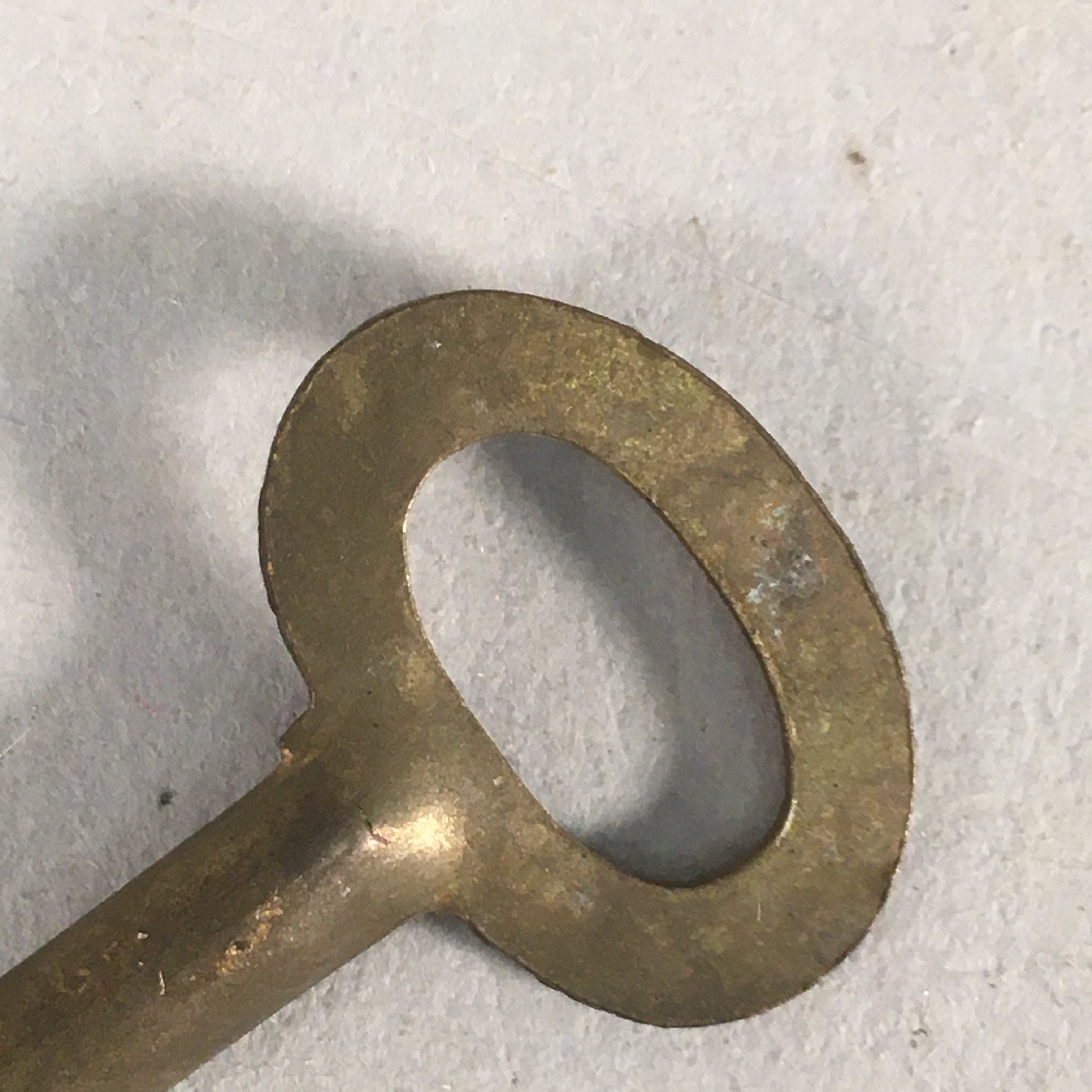 Japanese Metal Key Vtg Oval C1930 Brown Gold JK25
