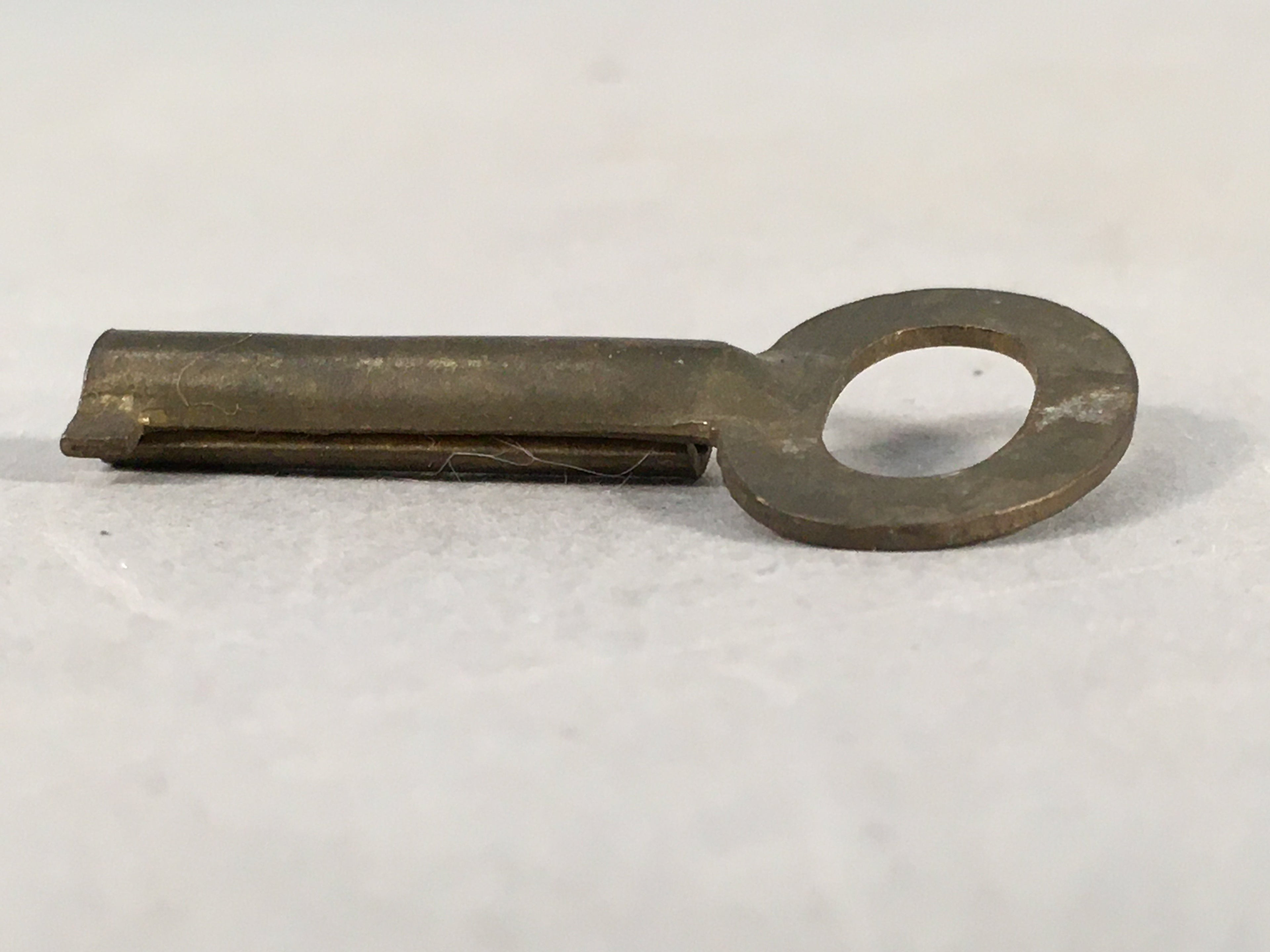 Japanese Metal Key Vtg Oval C1930 Brown Gold JK25