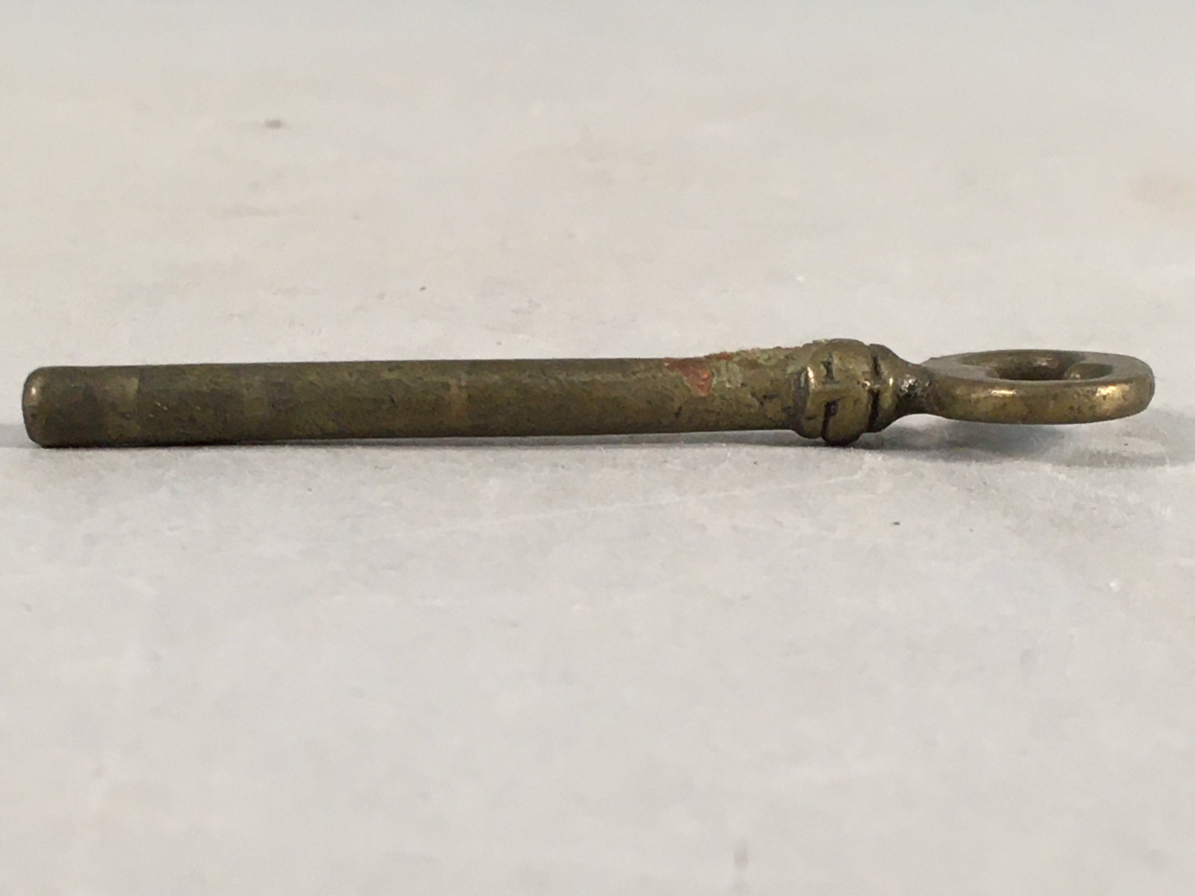 Japanese Metal Key Vtg Oval C1930 Brown Gold JK26