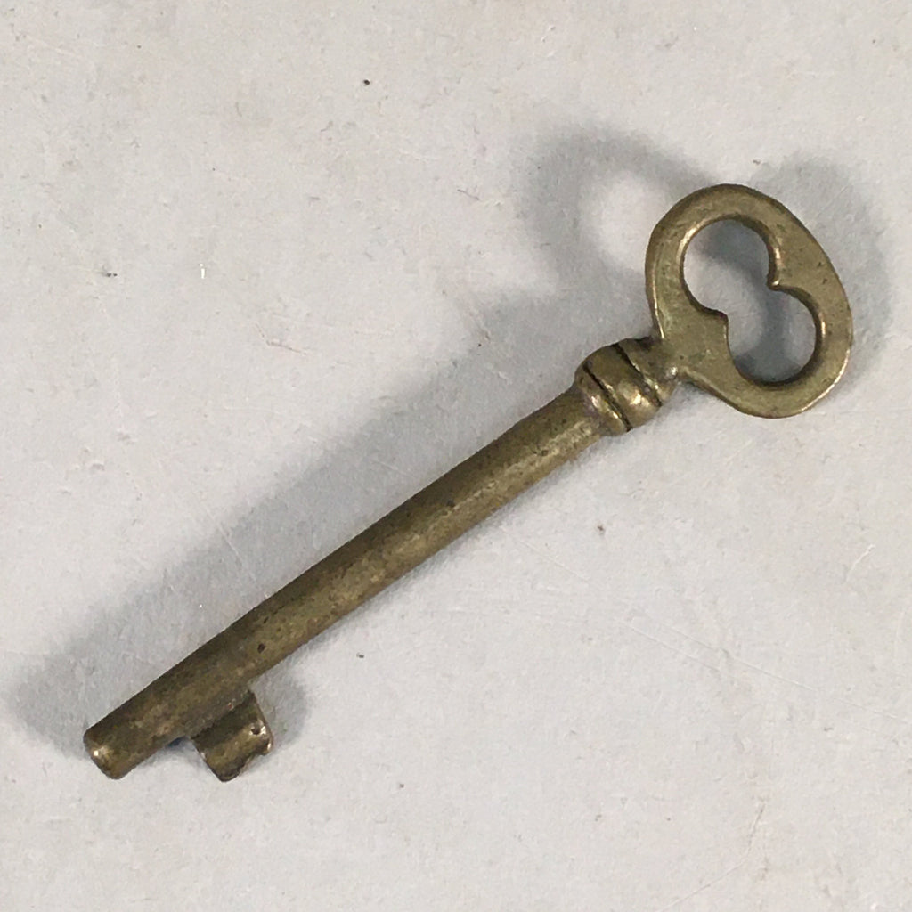 Japanese Metal Key Vtg Oval C1930 Brown Gold JK26