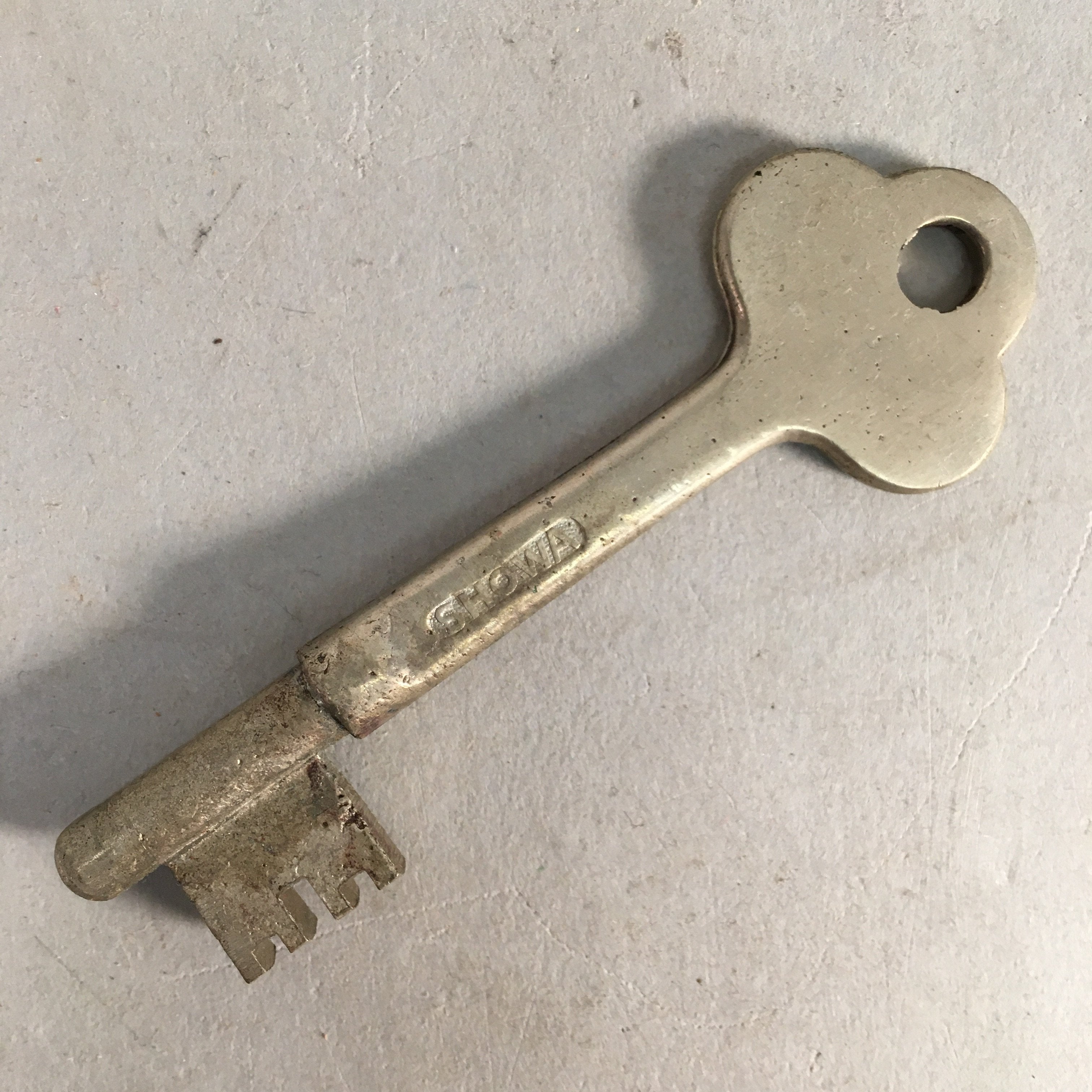 Japanese Metal Key Vtg Showa C1930 Silver Cast Brass JK13