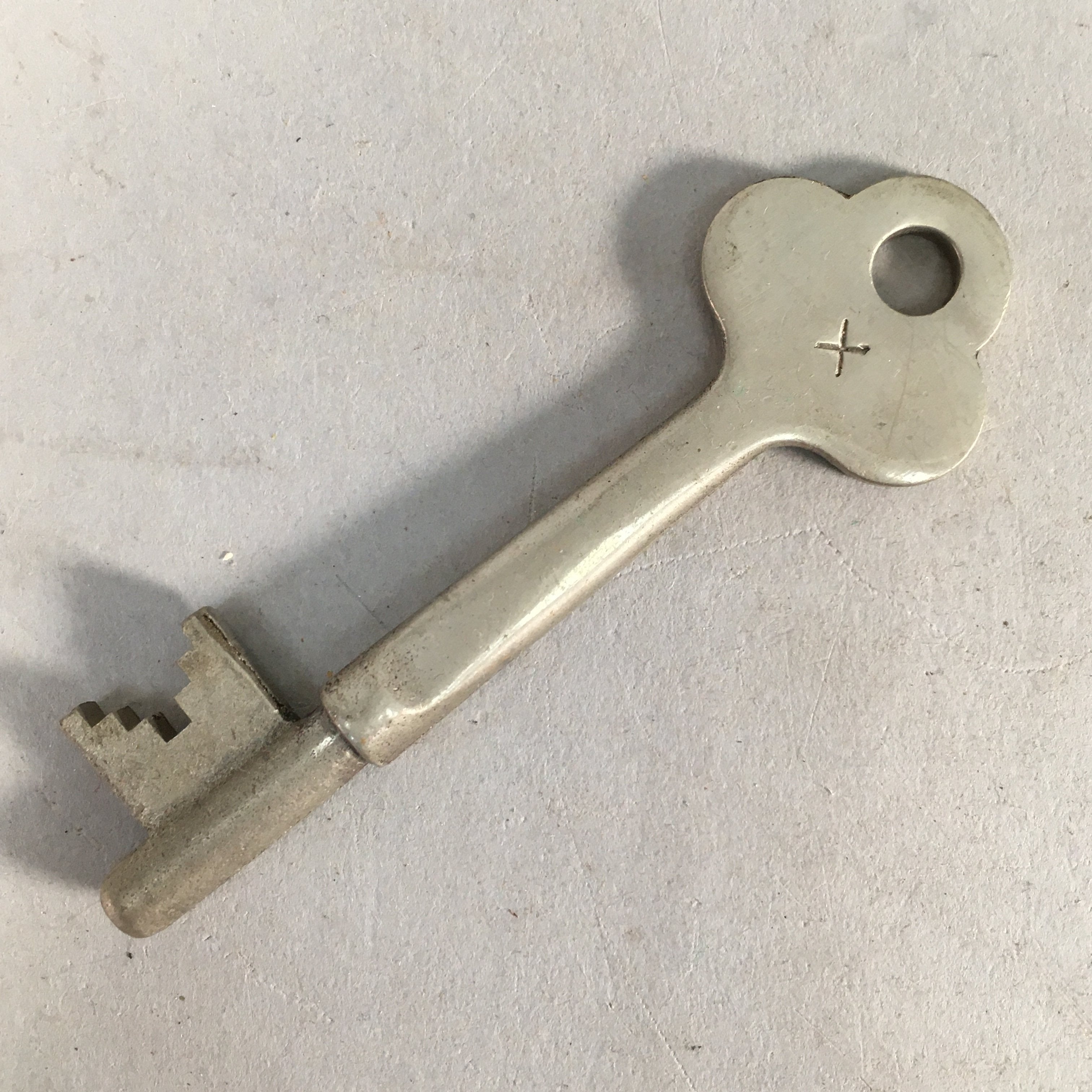 Japanese Metal Key Vtg Showa C1930 Silver Cast Brass JK14