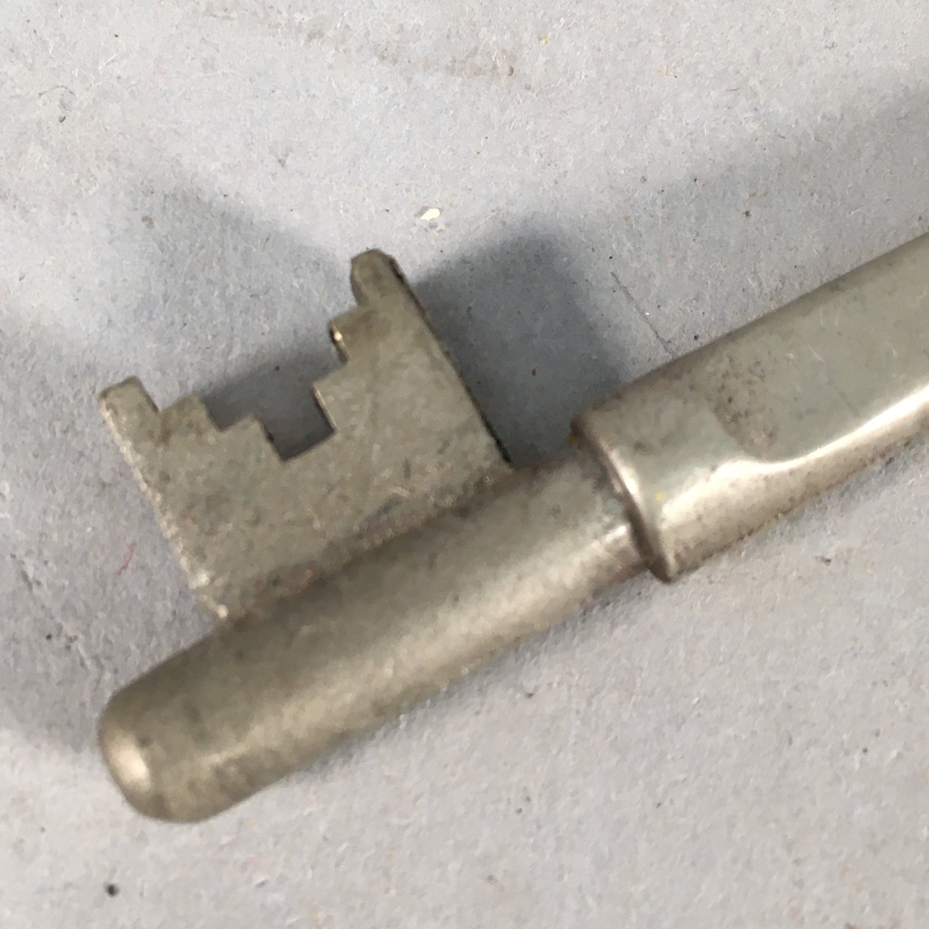 Japanese Metal Key Vtg Showa C1930 Silver Cast Brass JK14