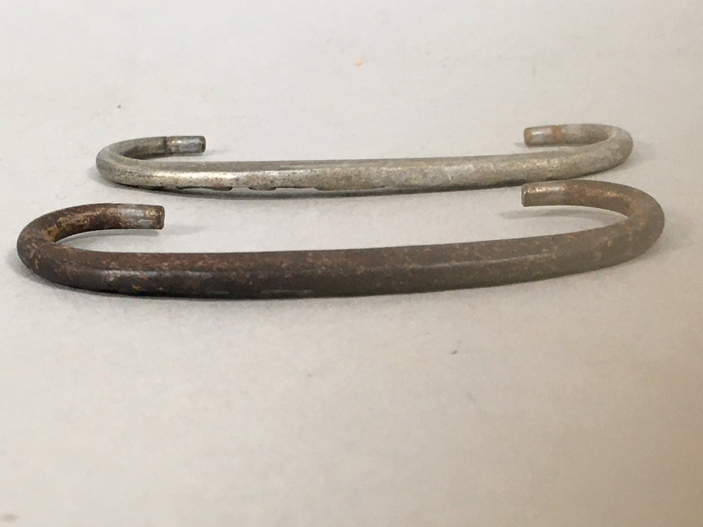 Japanese Metal Parts Chest Tansu Vtg Iron Handle 2pc Set Floral Relief JK152
