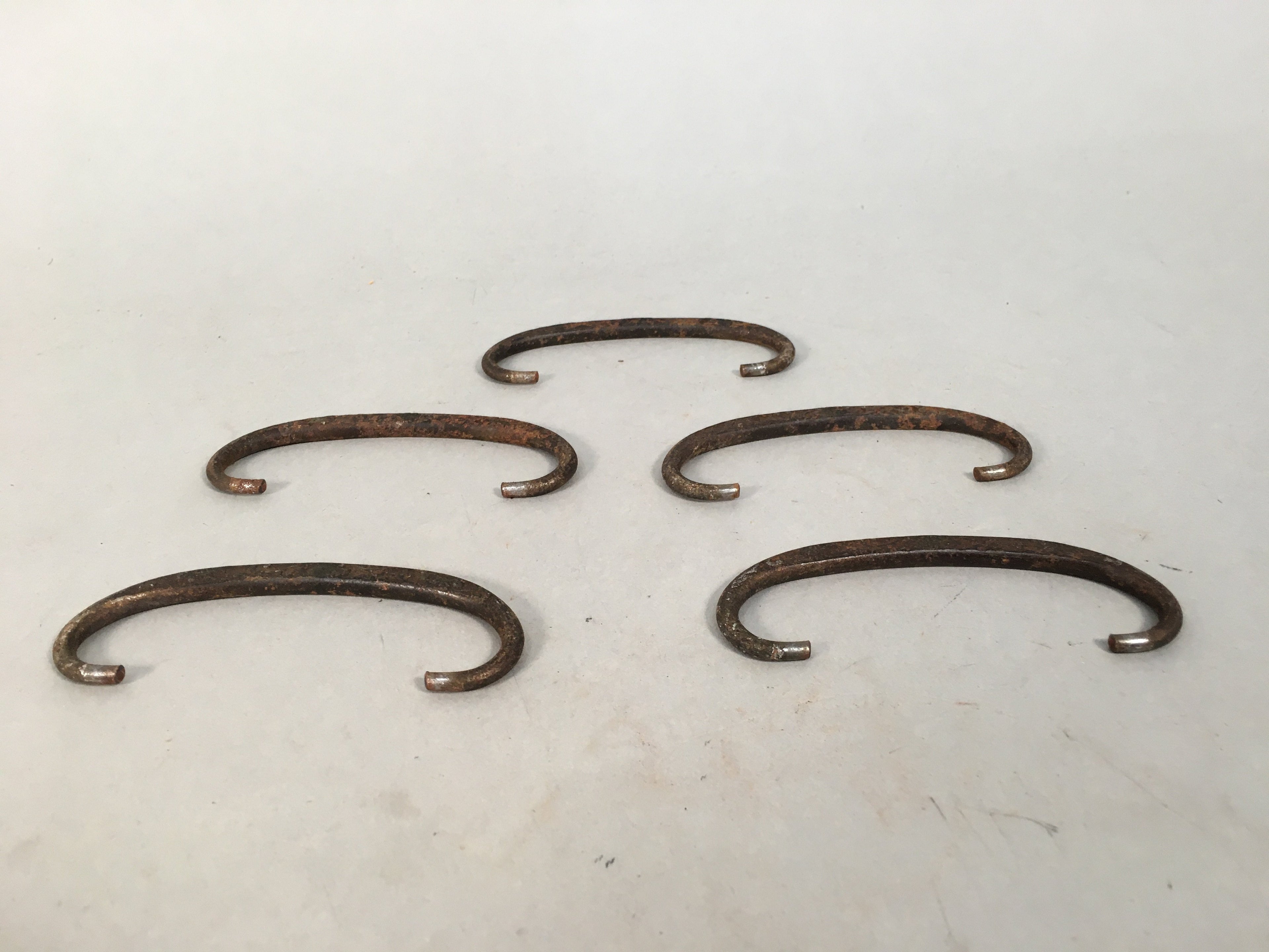 Japanese Metal Parts Chest Tansu Vtg Iron Handle 5pc Set Floral Relief JK150