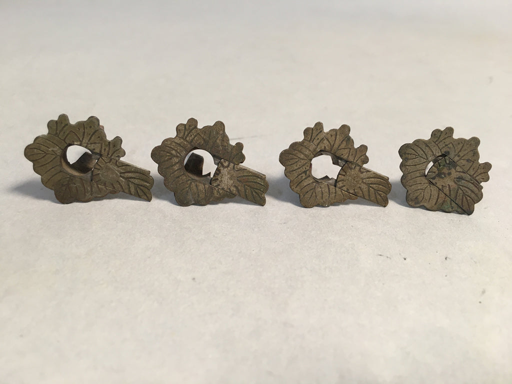 Japanese Metal Parts Chest Tansu Vtg Iron Keyhole Cover 4pc Set JK154