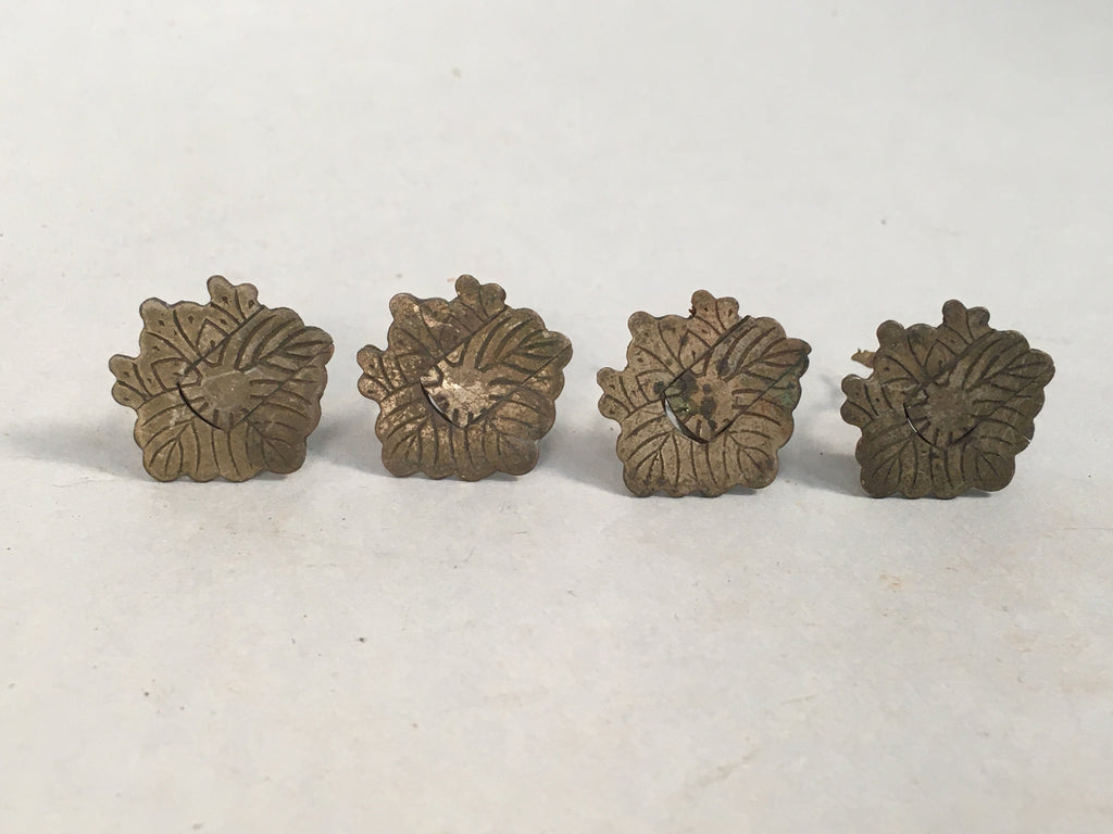 Japanese Metal Parts Chest Tansu Vtg Iron Keyhole Cover 4pc Set JK154