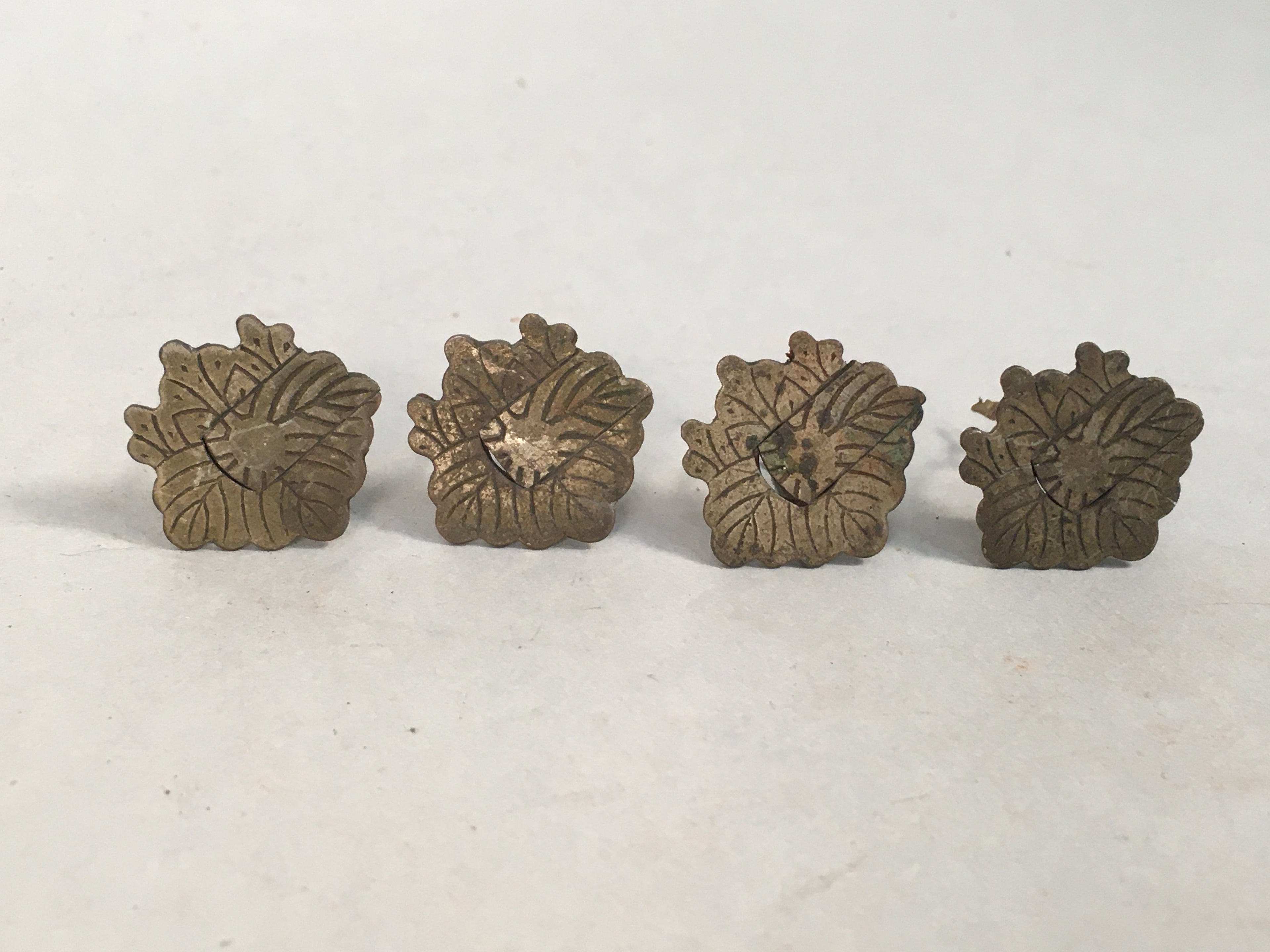 Japanese Metal Parts Chest Tansu Vtg Iron Keyhole Cover 4pc Set JK154