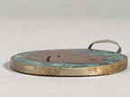 Japanese Metal Round Pendant Vtg Reversible Green Abstract Design JK53
