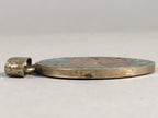 Japanese Metal Round Pendant Vtg Reversible Green Abstract Design JK53