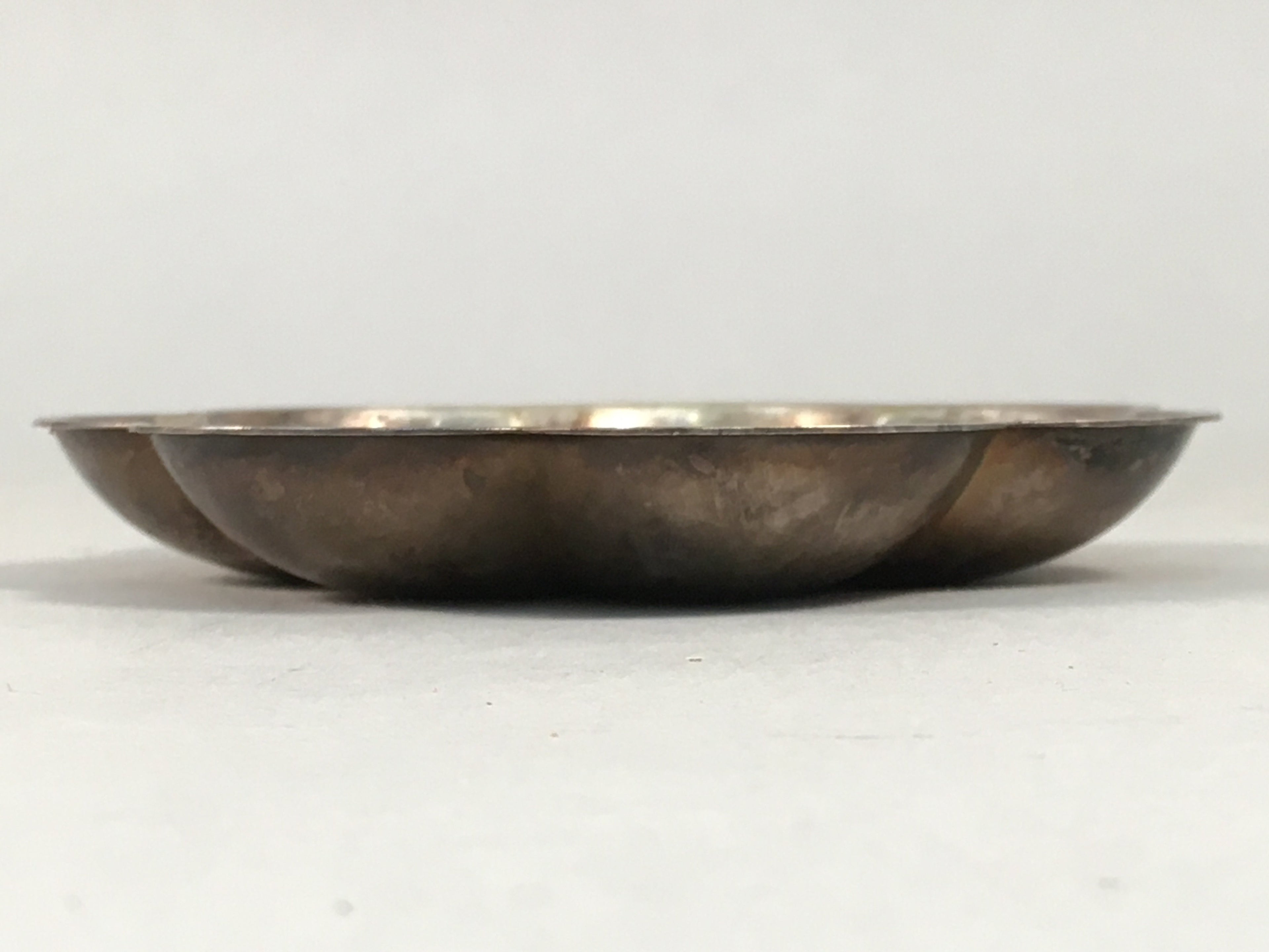 Japanese Metal Small Plate Kozara Vtg Floral Silver Saucer Coaster Chataku PP40