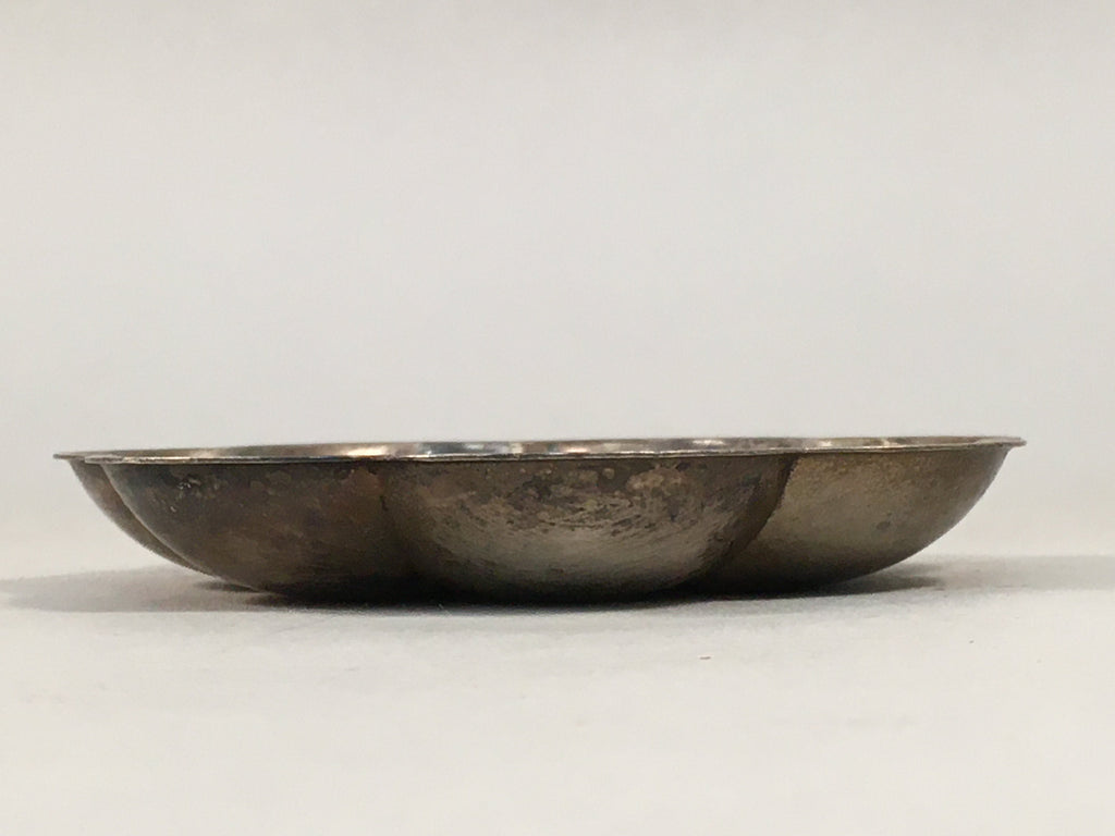 Japanese Metal Small Plate Kozara Vtg Floral Silver Saucer Coaster Chataku PP40