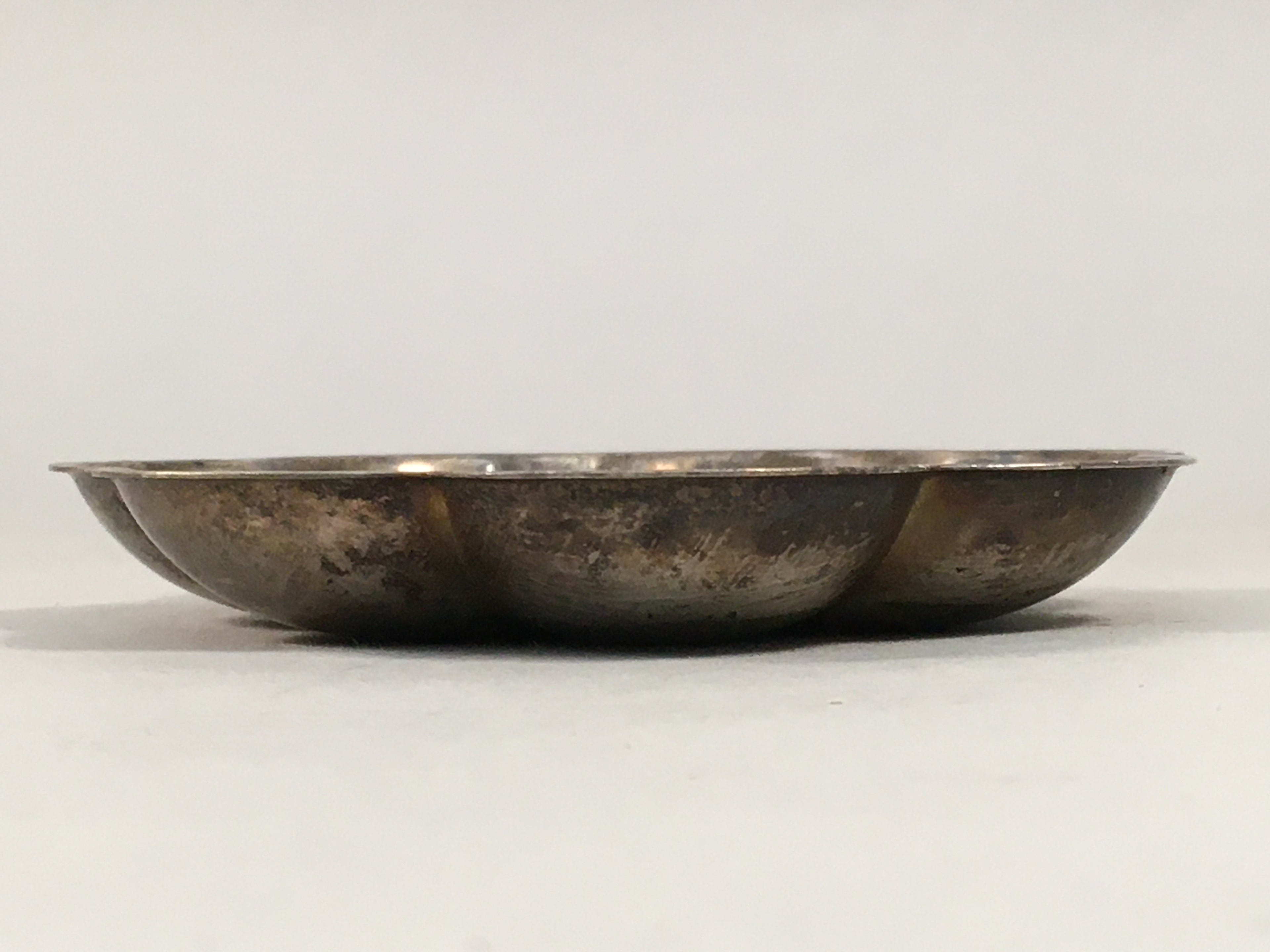 Japanese Metal Small Plate Kozara Vtg Floral Silver Saucer Coaster Chataku PP40