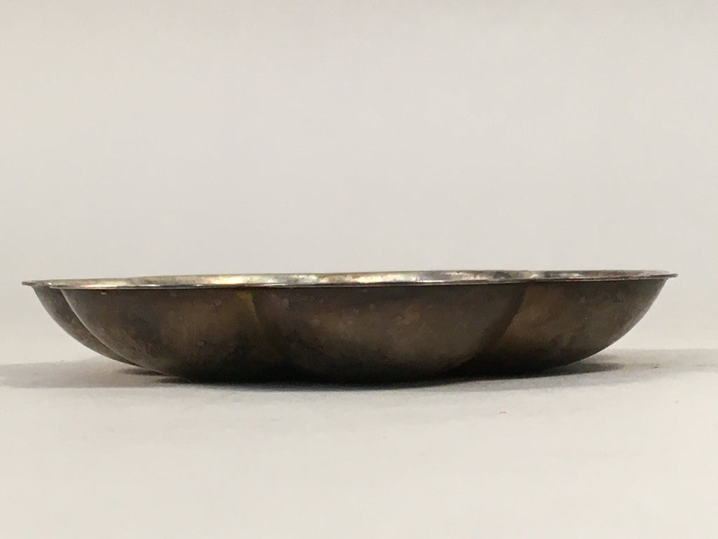 Japanese Metal Small Plate Kozara Vtg Floral Silver Saucer Coaster Chataku PP40