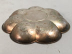 Japanese Metal Small Plate Kozara Vtg Floral Silver Saucer Coaster Chataku PP40