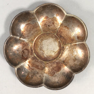 Japanese Metal Small Plate Kozara Vtg Floral Silver Saucer Coaster Chataku PP40