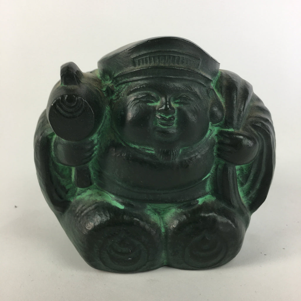 Japanese Metal Statue Daikokuten Vtg 7 Gods Good Fortune Wealth Green BD632
