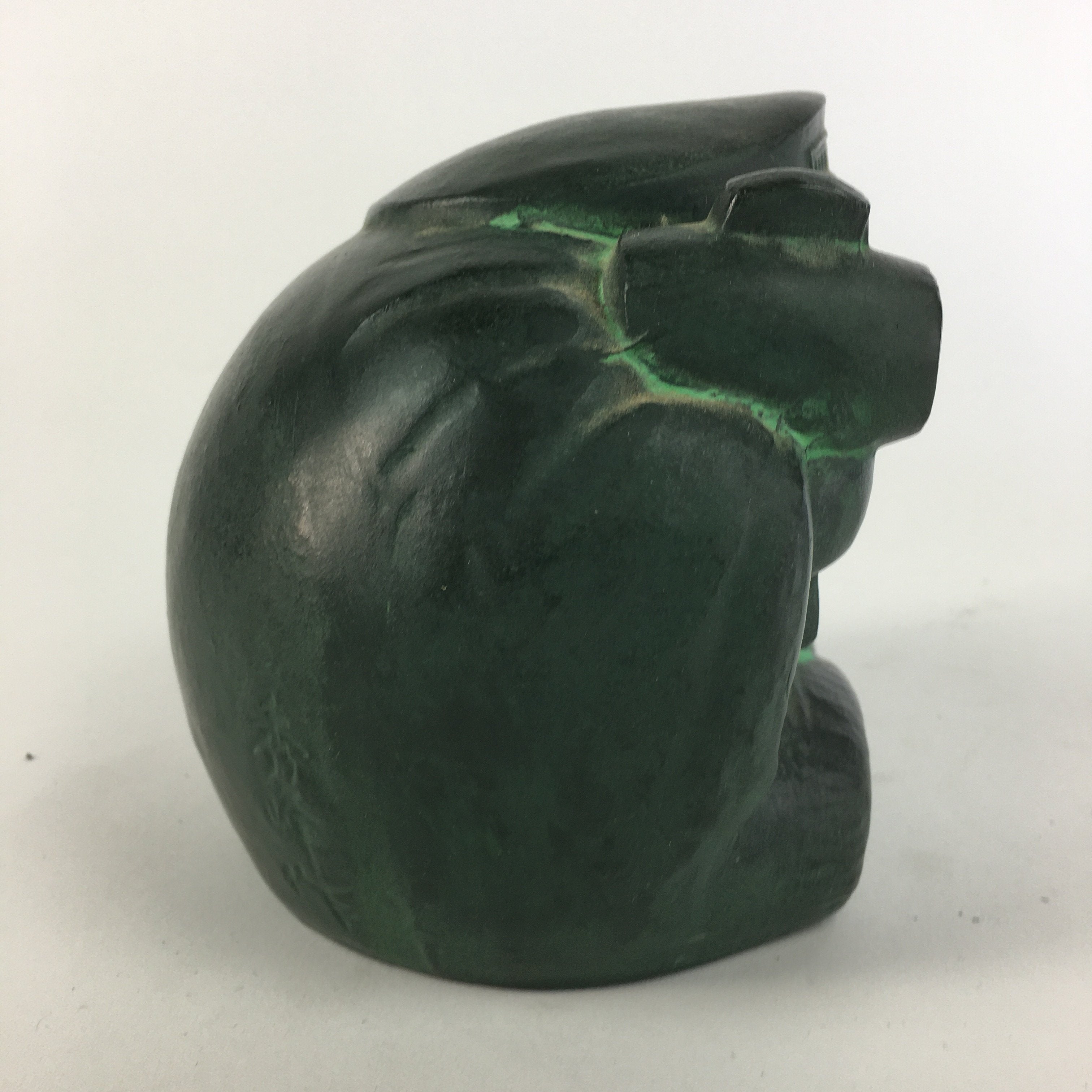 Japanese Metal Statue Daikokuten Vtg 7 Gods Good Fortune Wealth Green BD632