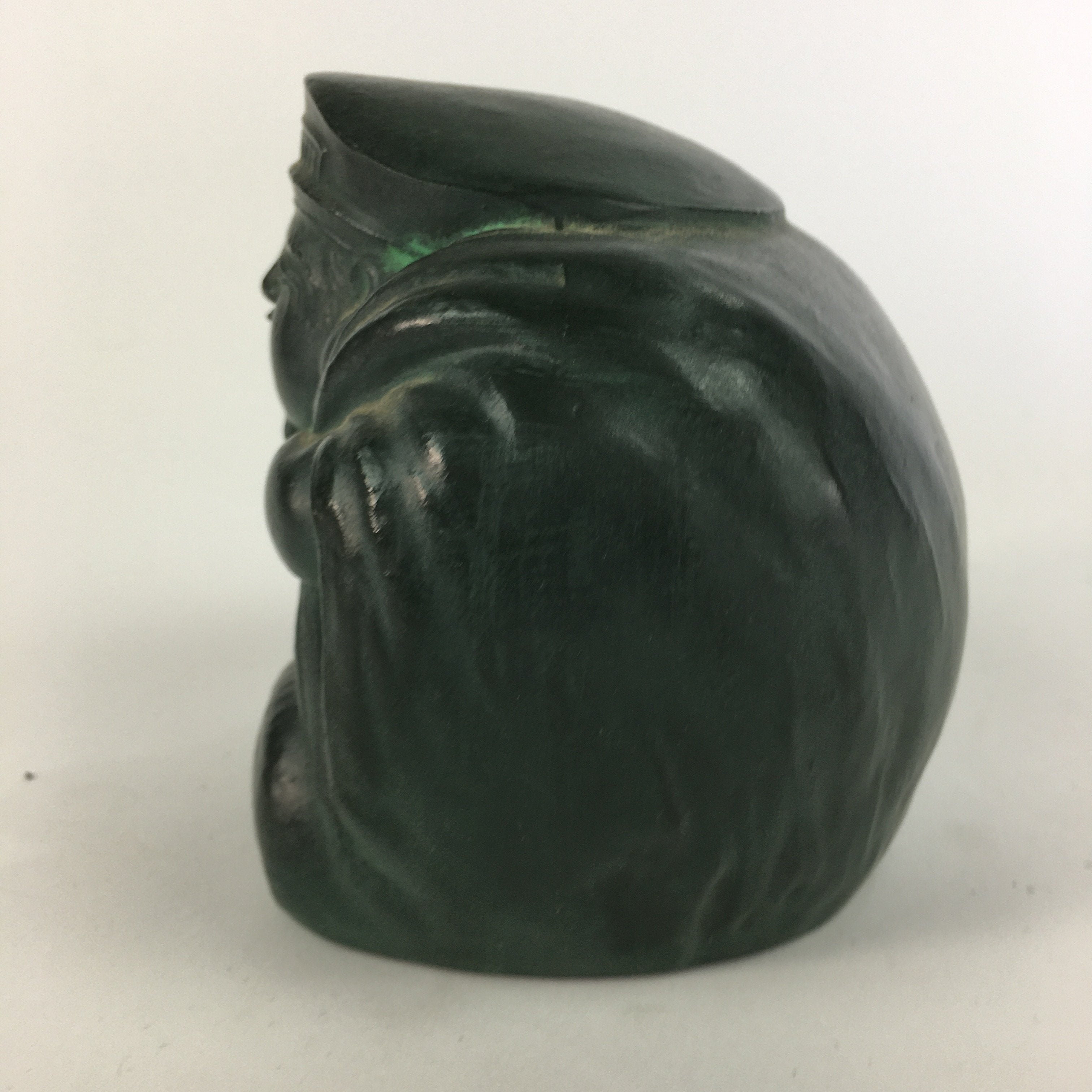 Japanese Metal Statue Daikokuten Vtg 7 Gods Good Fortune Wealth Green BD632
