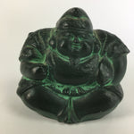 Japanese Metal Statue Ebisu Vtg 7 Gods Good Fortune Wealth Green BD631