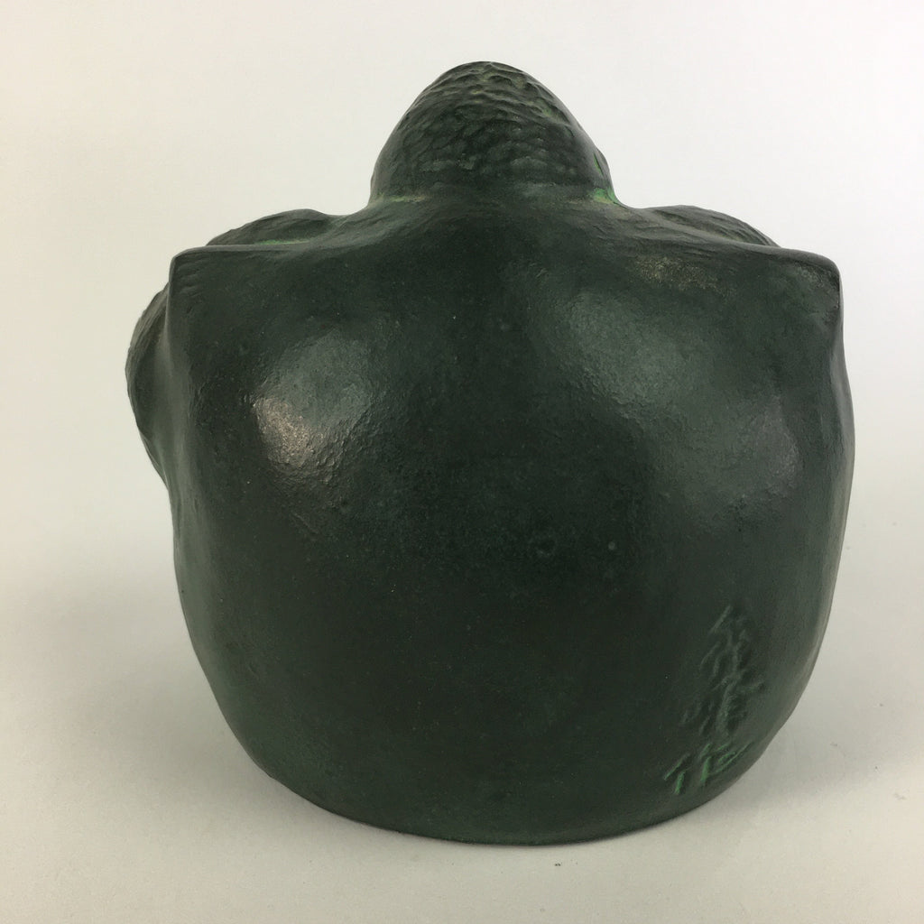 Japanese Metal Statue Ebisu Vtg 7 Gods Good Fortune Wealth Green BD631