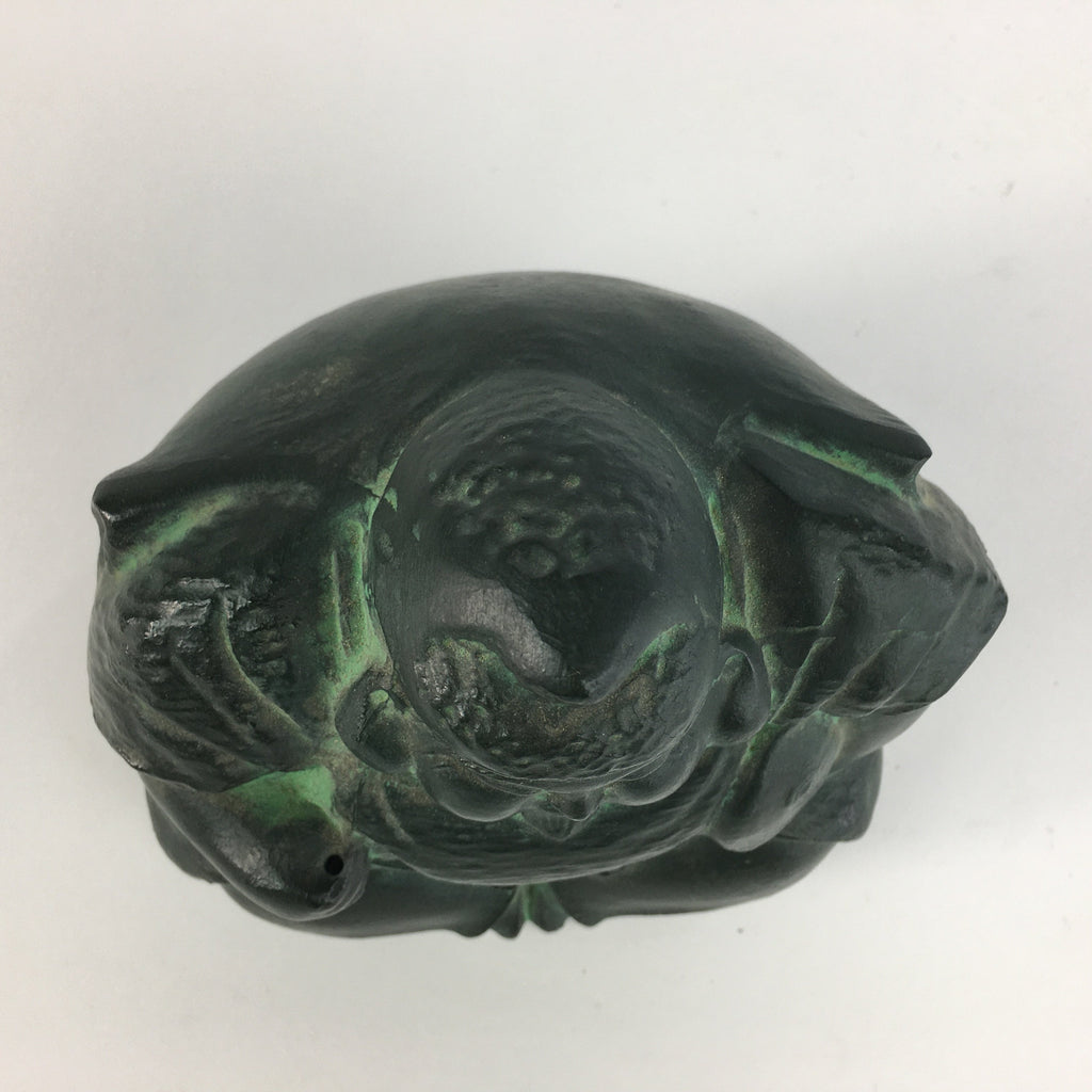 Japanese Metal Statue Ebisu Vtg 7 Gods Good Fortune Wealth Green BD631