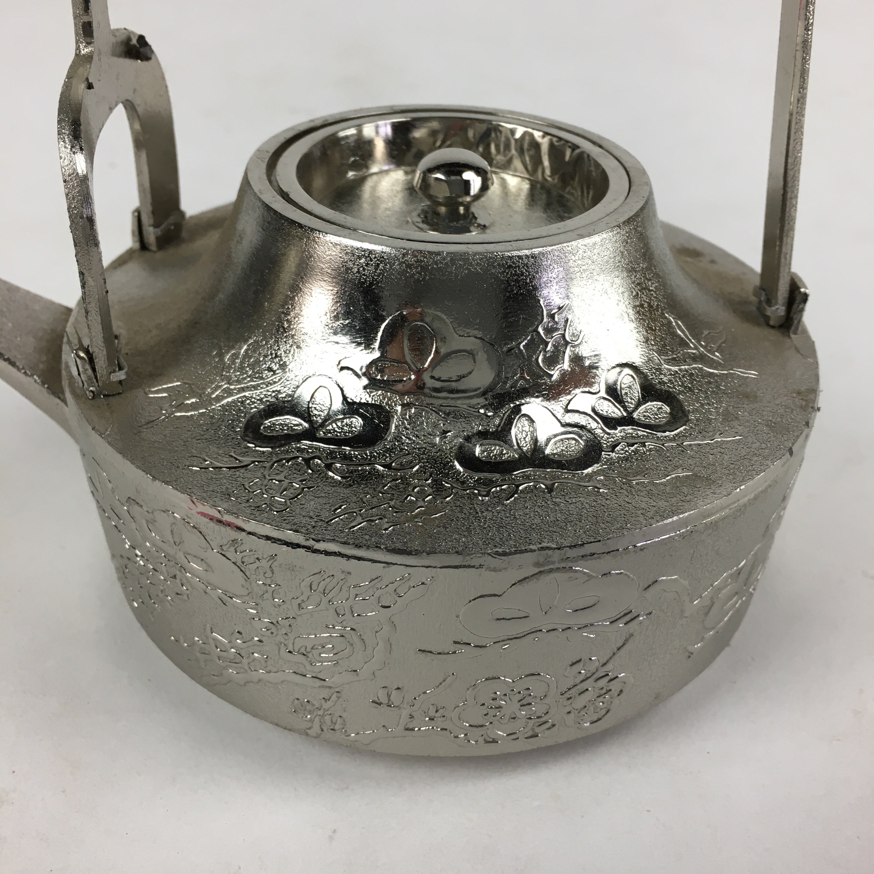 Japanese Metal Teapot Vtg Kyusu Pine Tree bamboo Plum Blossom Kettle 500ml T91