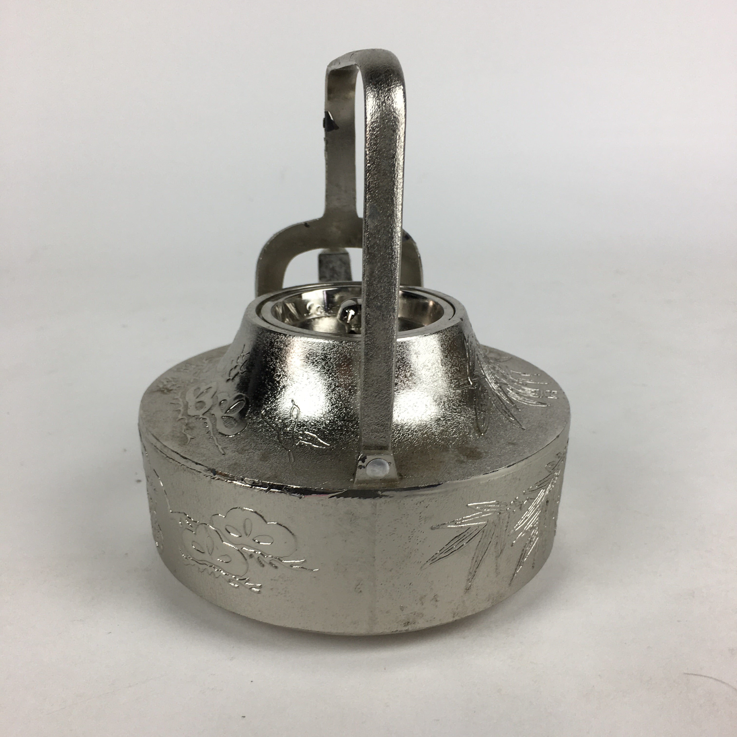 Japanese Metal Teapot Vtg Kyusu Pine Tree bamboo Plum Blossom Kettle 500ml T91