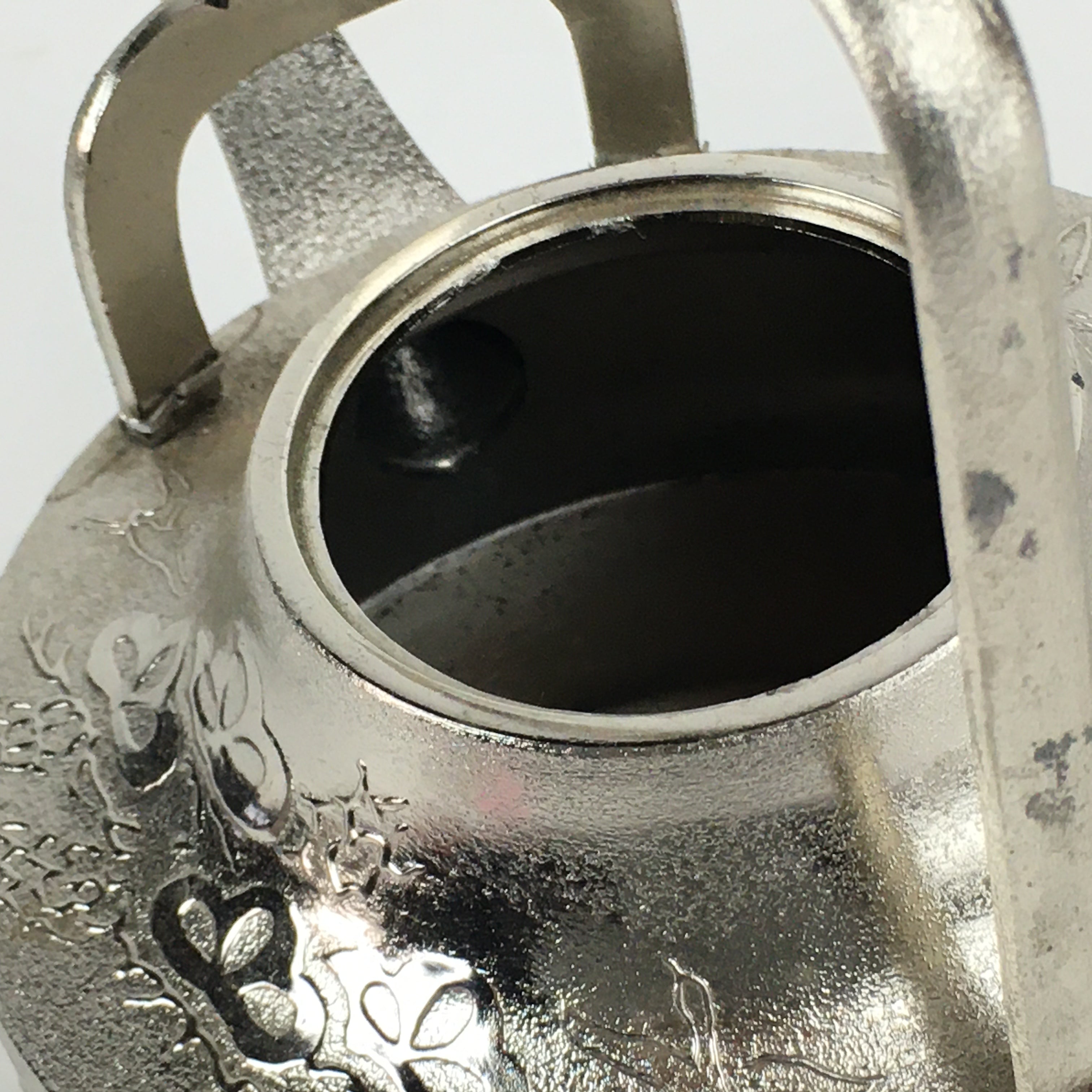 Japanese Metal Teapot Vtg Kyusu Pine Tree bamboo Plum Blossom Kettle 500ml T91