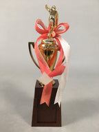 Japanese Metal Trophy Vtg Bowling Prize Award Cup Gold Red White Ribbon JK170