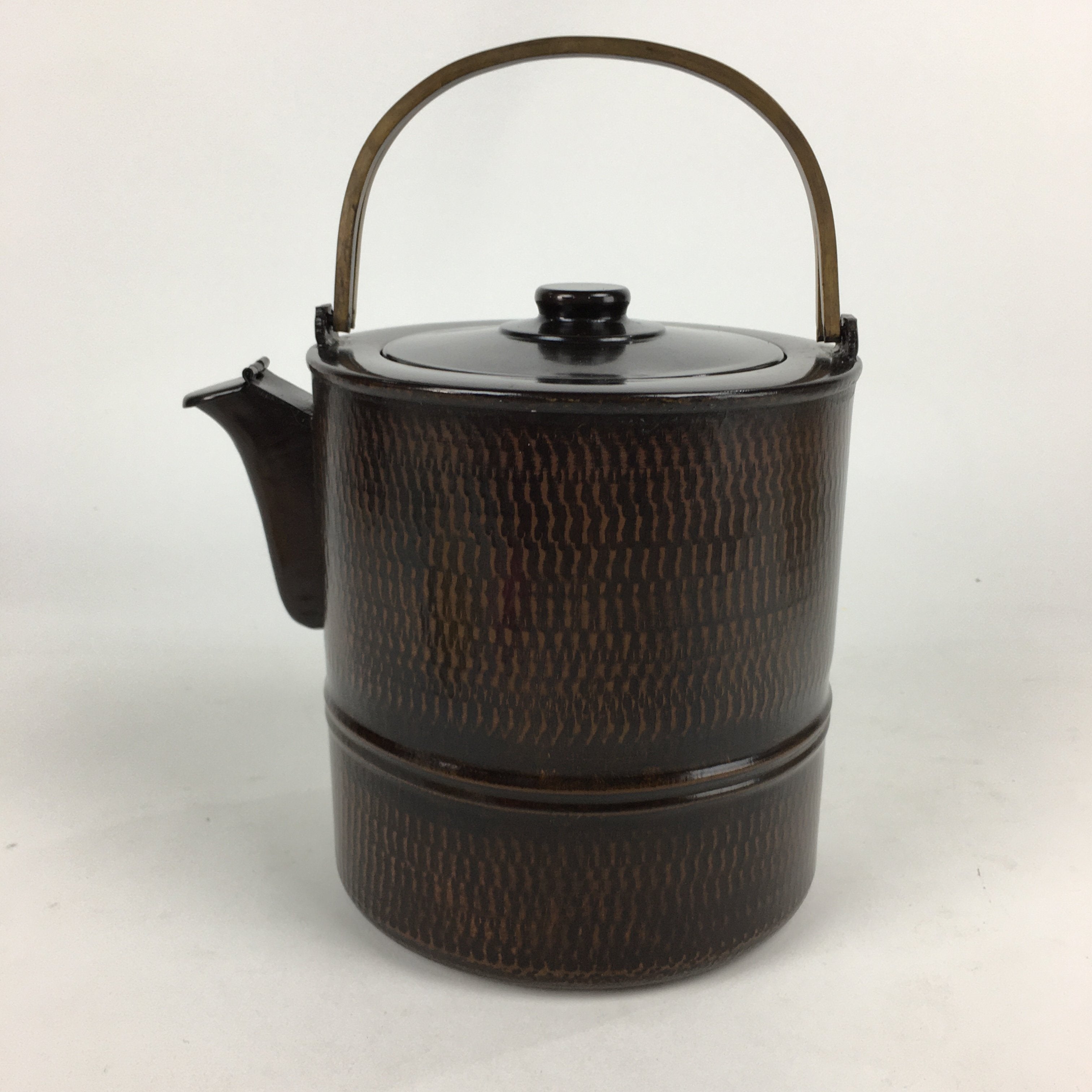 Japanese Metal Water Jug Suichu Mizutsugi Vtg Kettle Tea Ceremony Brown TG152