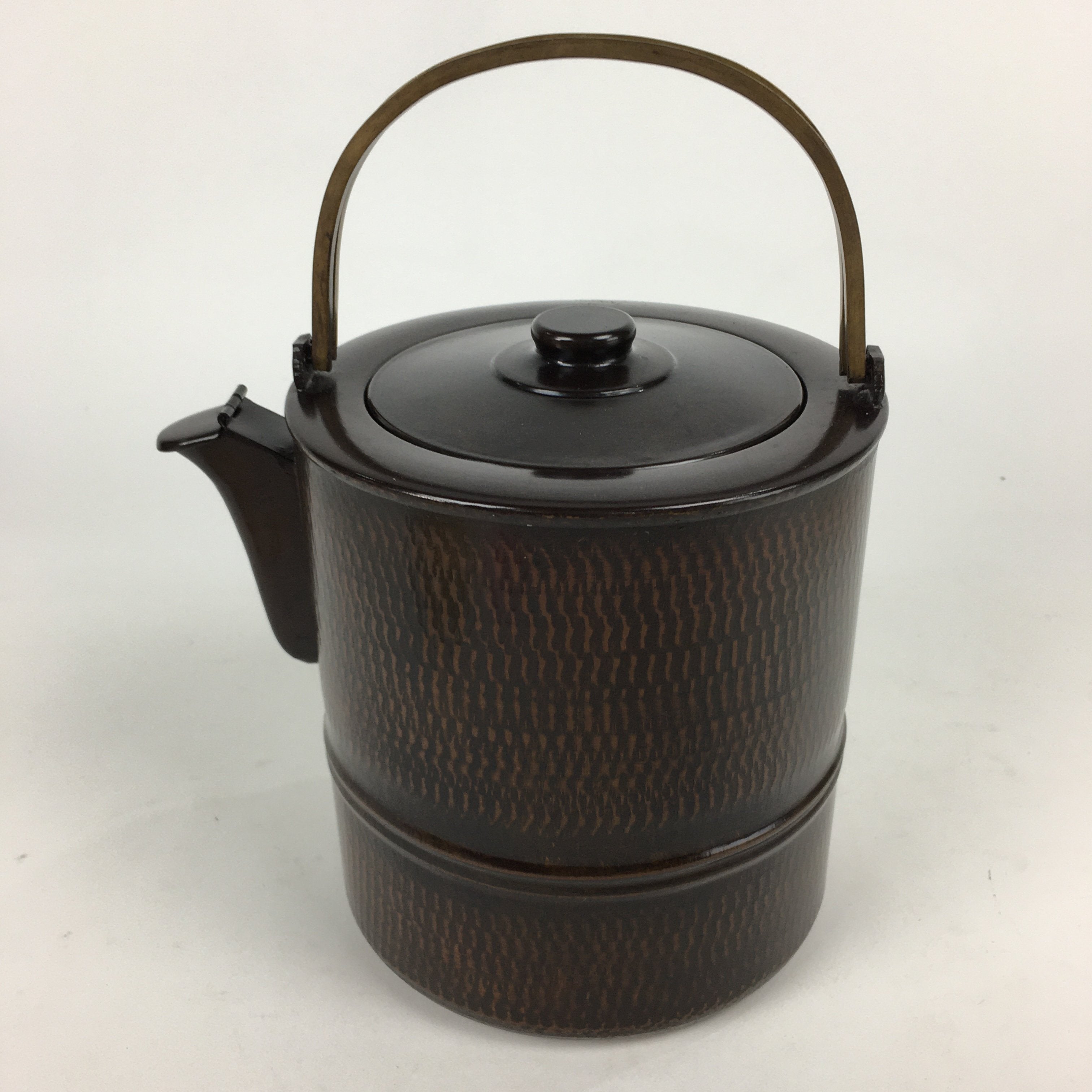 Japanese Metal Water Jug Suichu Mizutsugi Vtg Kettle Tea Ceremony Brown TG152