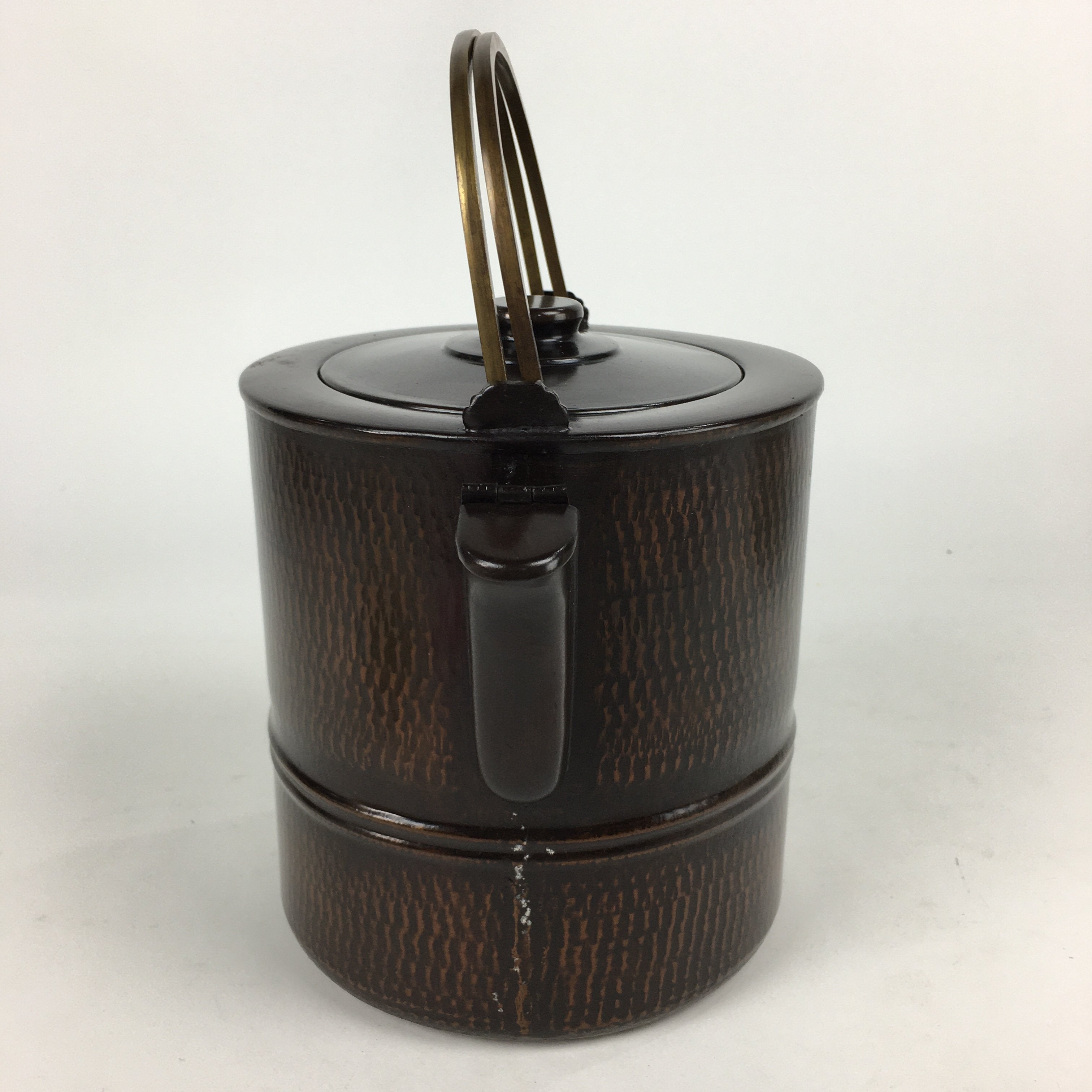Japanese Metal Water Jug Suichu Mizutsugi Vtg Kettle Tea Ceremony Brown TG152