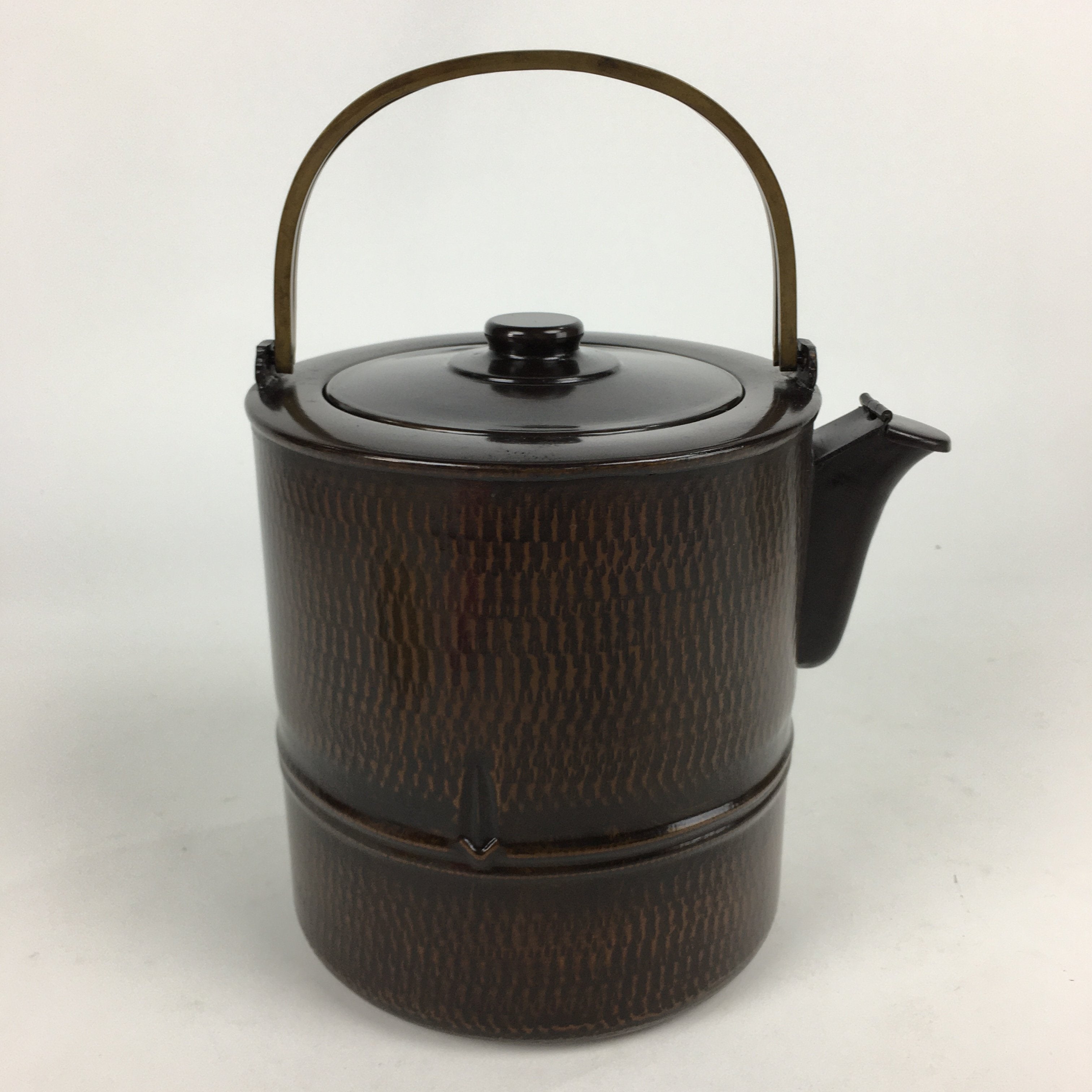 Japanese Metal Water Jug Suichu Mizutsugi Vtg Kettle Tea Ceremony Brown TG152