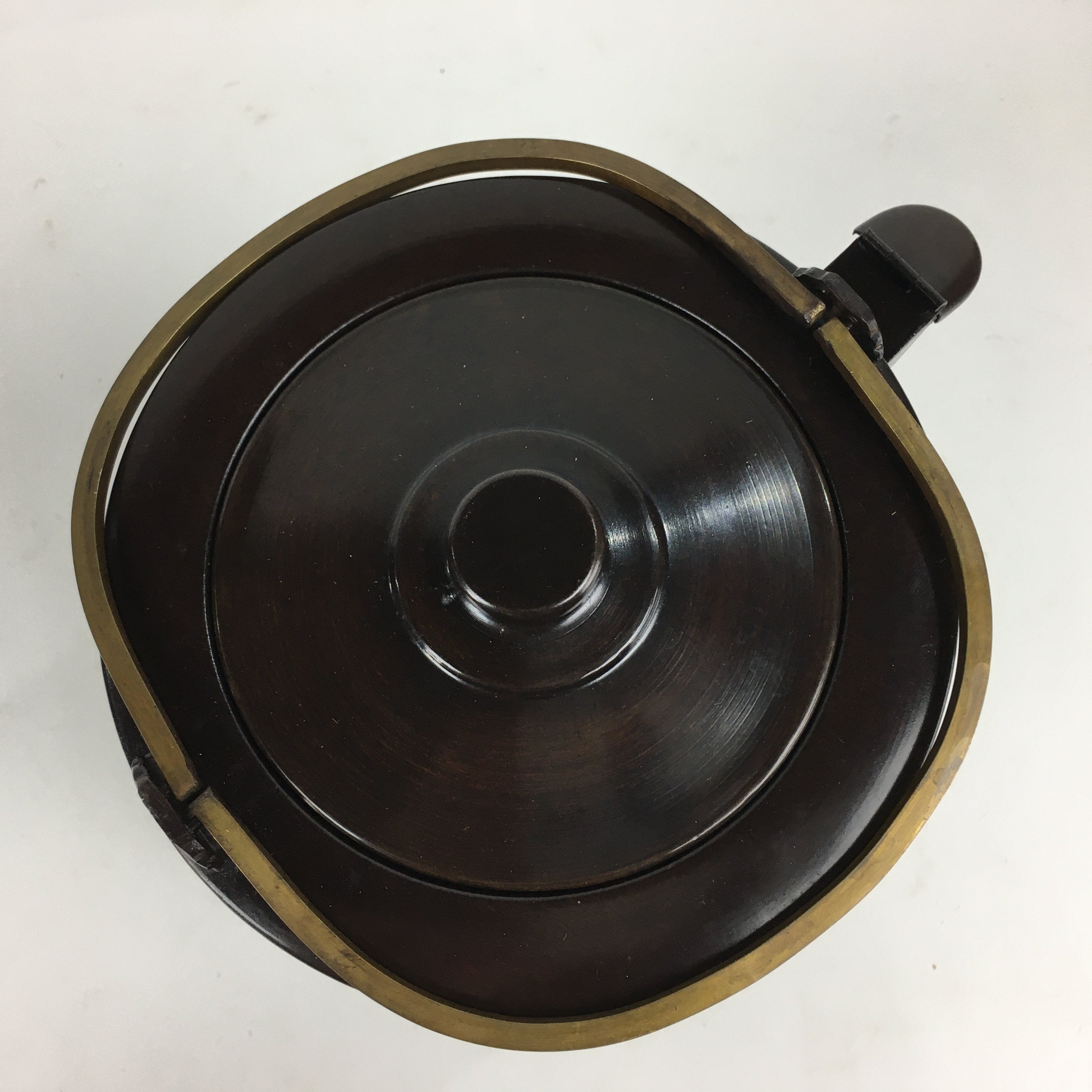 Japanese Metal Water Jug Suichu Mizutsugi Vtg Kettle Tea Ceremony Brown TG152