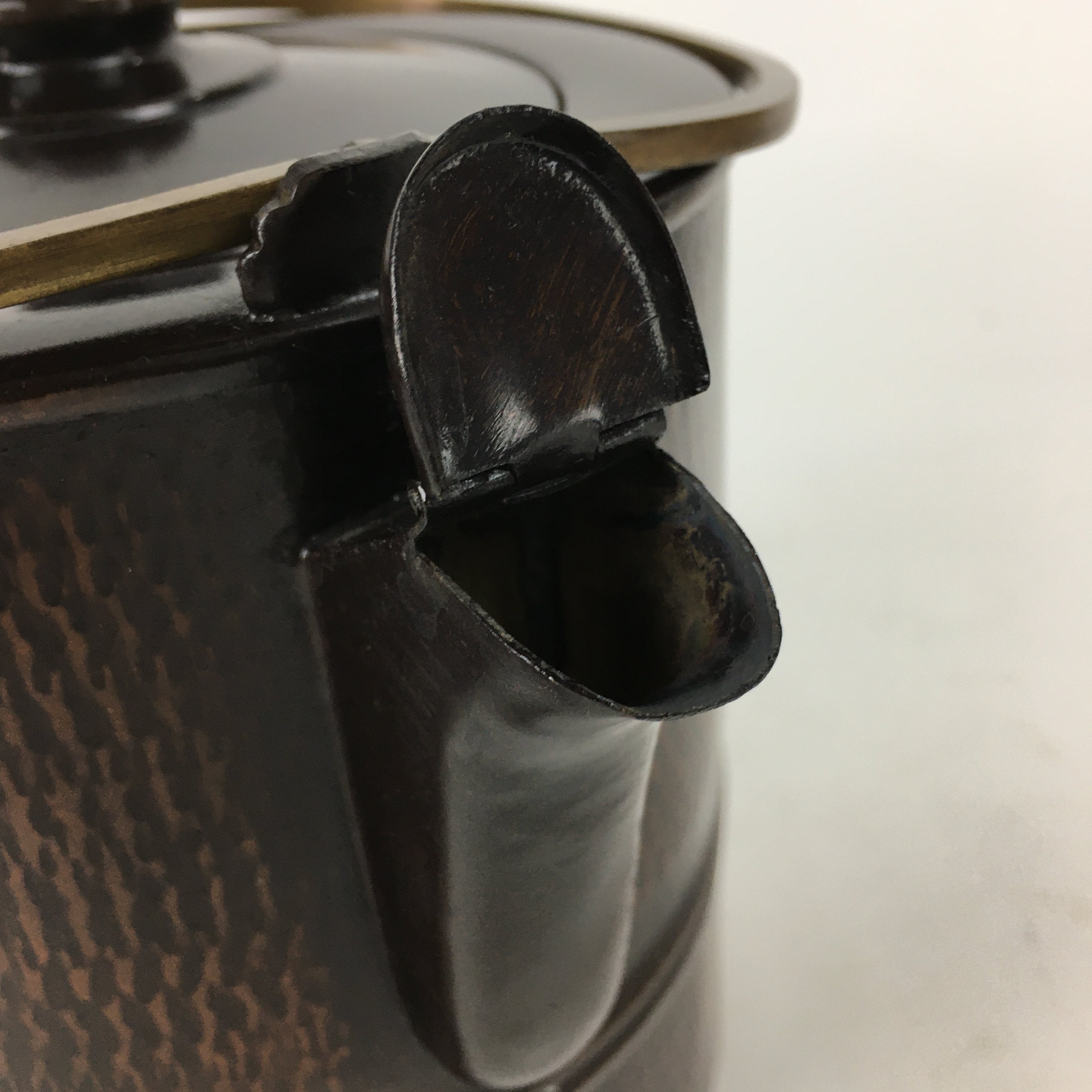 Japanese Metal Water Jug Suichu Mizutsugi Vtg Kettle Tea Ceremony Brown TG152