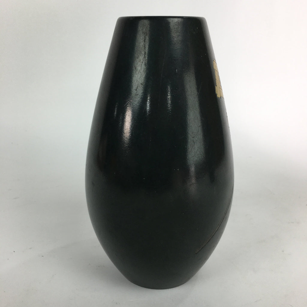 Japanese Metalic Flower Vase Vtg Metal Kabin Ikebana Arrangement Green FV939