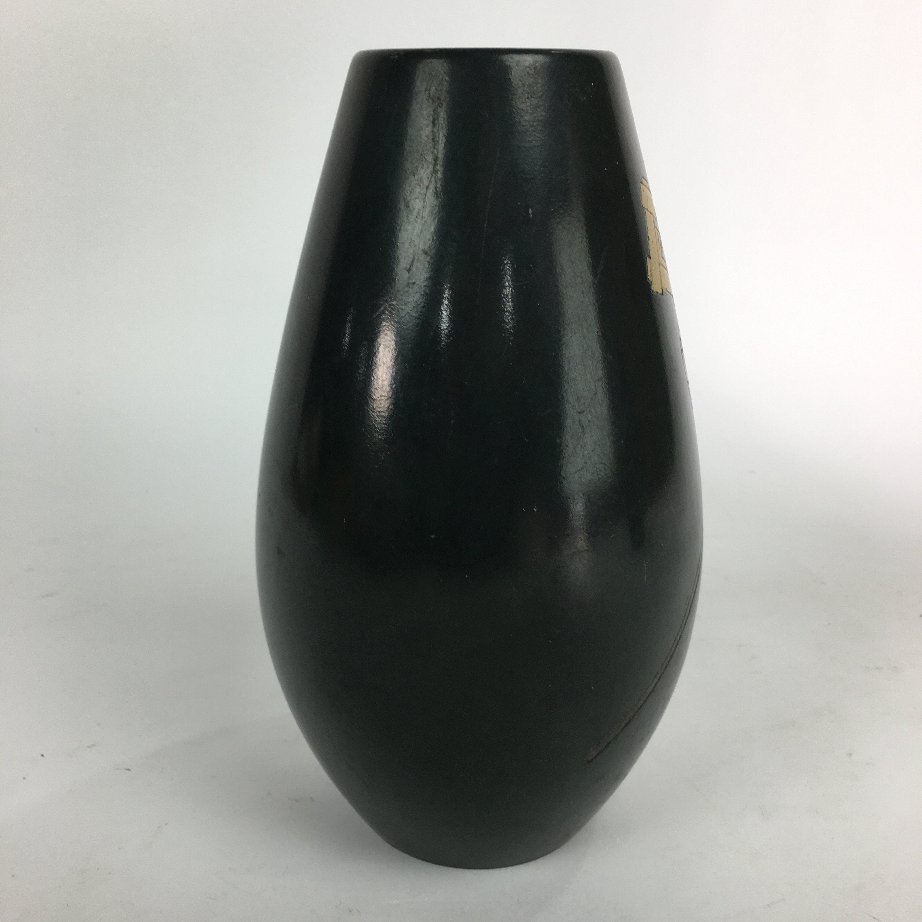 Japanese Metalic Flower Vase Vtg Metal Kabin Ikebana Arrangement Green FV939