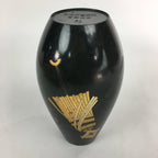 Japanese Metalic Flower Vase Vtg Metal Kabin Ikebana Arrangement Green FV939