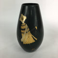 Japanese Metalic Flower Vase Vtg Metal Kabin Ikebana Arrangement Green FV939
