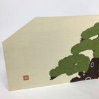 Japanese Miniature Folding Panel Screen Vtg Byobu Pine Tree Chigiri-e FL20