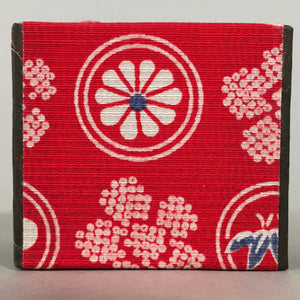 Japanese Miniature Paper Chest Box Vtg Red Floral Tansu Haribako 3 Drawers KF442