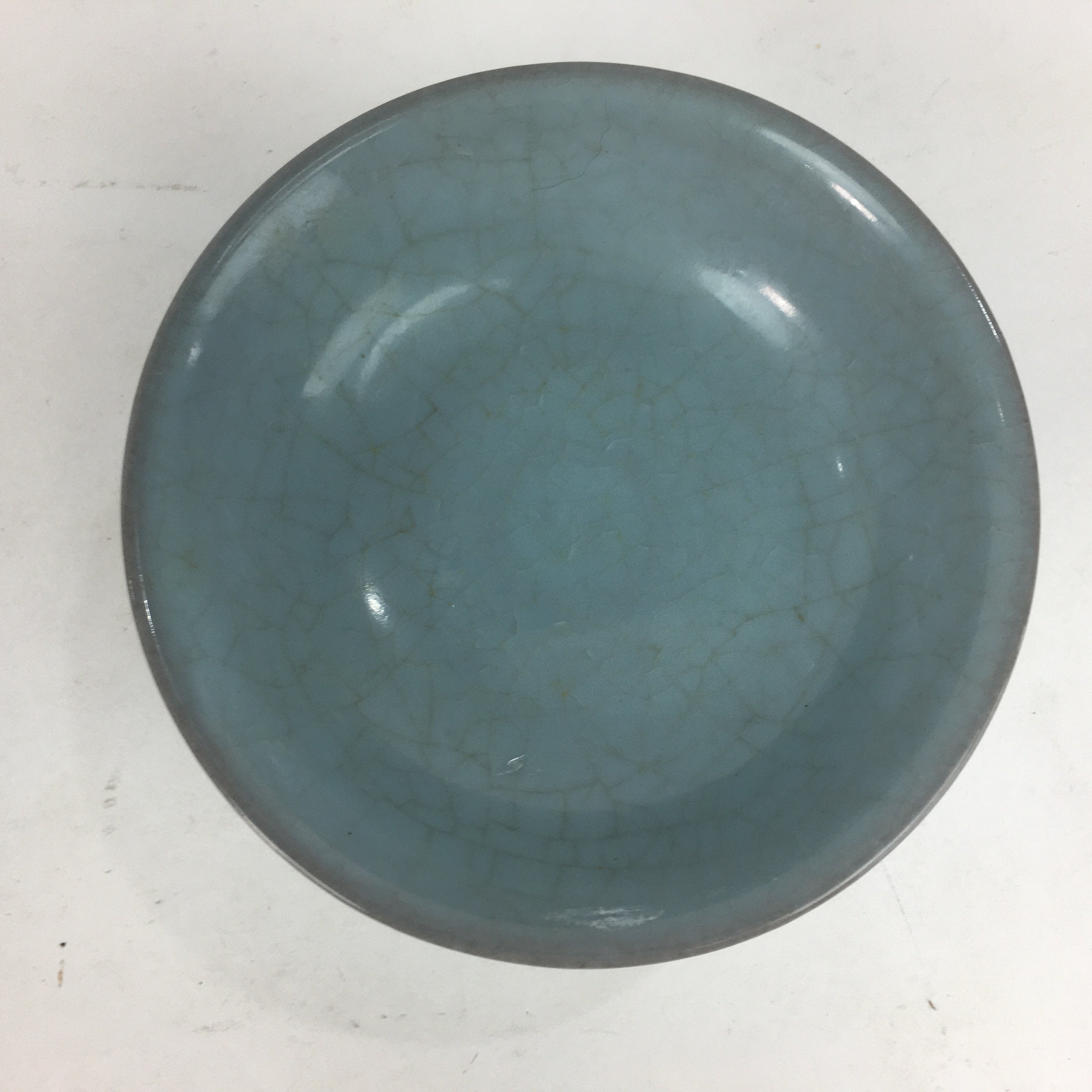 Japanese Mino Ware Ceramic Bowl Vtg Pottery Yakimono Whitish Blue Glaze PP684