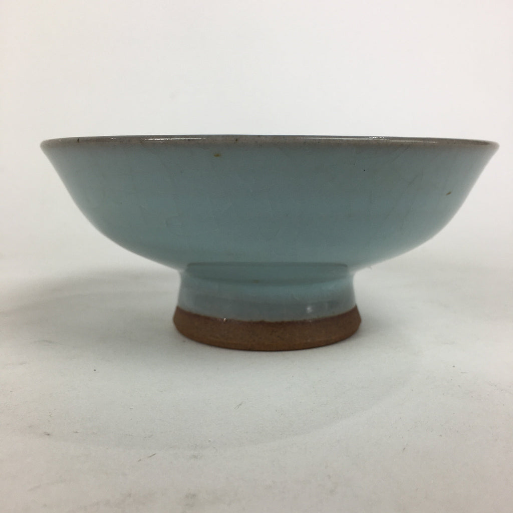 Japanese Mino Ware Ceramic Bowl Vtg Pottery Yakimono Whitish Blue Glaze PP684