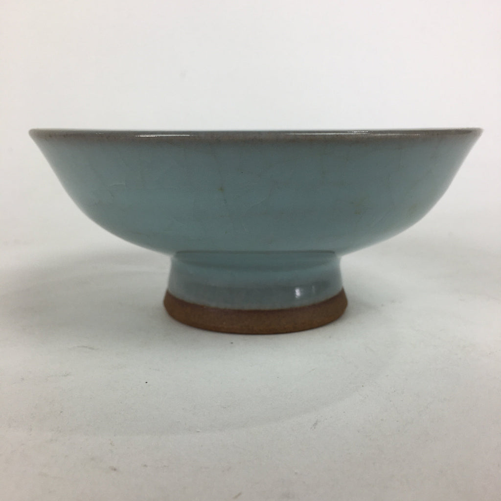 Japanese Mino Ware Ceramic Bowl Vtg Pottery Yakimono Whitish Blue Glaze PP684